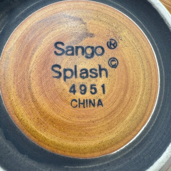 Vintage Sango Splash 4951 China Set of 4 Large Cereal / Pasta Bowls and a Servin - Picture 10 of 13